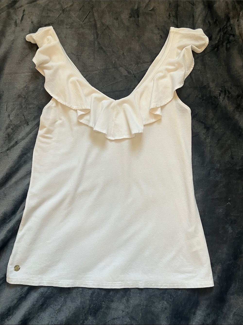 Lilly Pulitzer White Ruffle V-Neck Camisole
